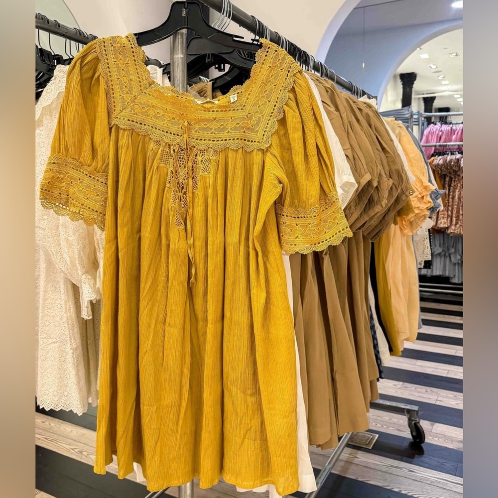 Doen Navan Mini Dress Wheat Gold Yellow
